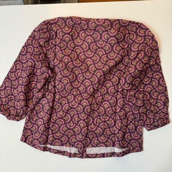 $98 MARINE LAYER printed colette doublecloth top in fan block print size small m - Picture 6 of 6